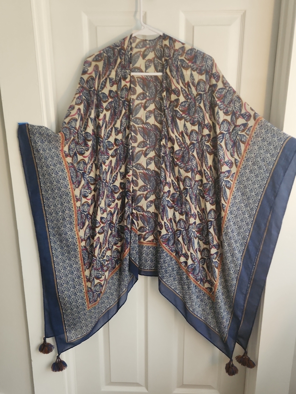 Blue Floral Lightweight Women's Kimono Wrap - Picture 2 of 5